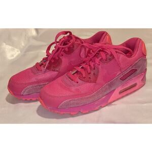 Nike Women's Air Max 90 Premium 'Fireberry' Sneakers Pink 443817-600 Size 8